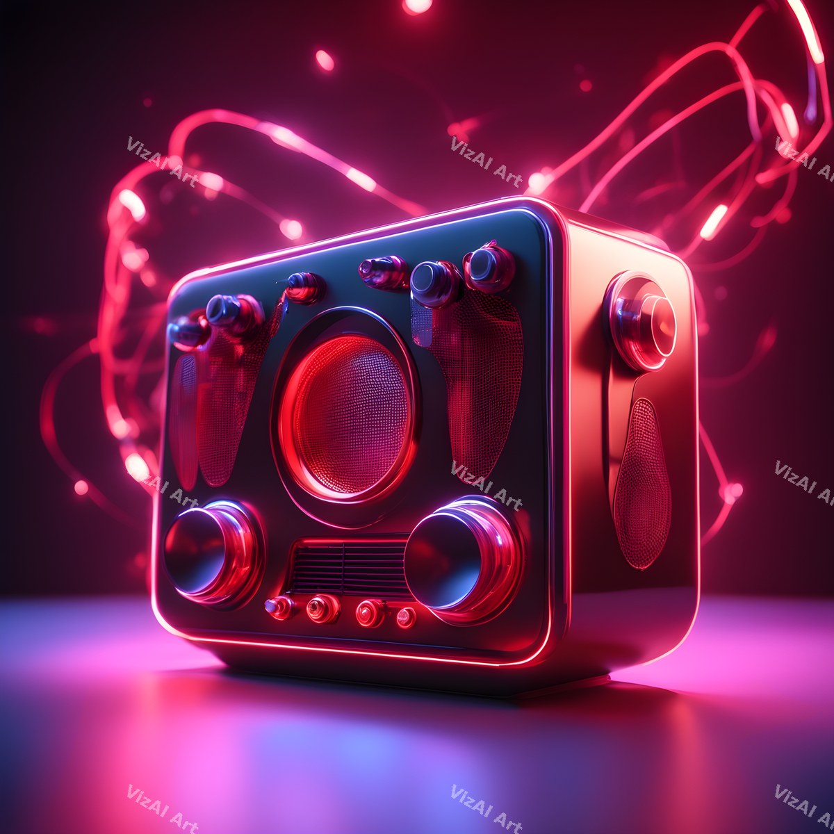 Neon Boombox Art — print 4