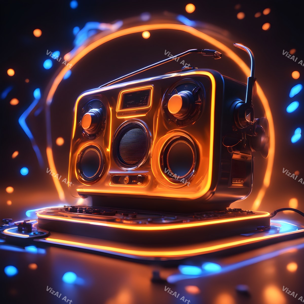 Neon Boombox Art — print 5