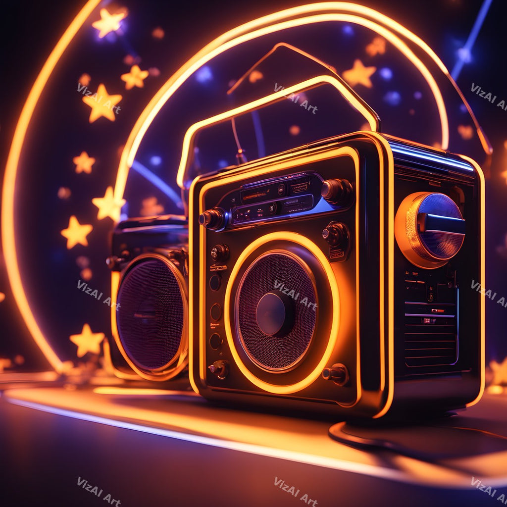 Neon Boombox Art — print 6