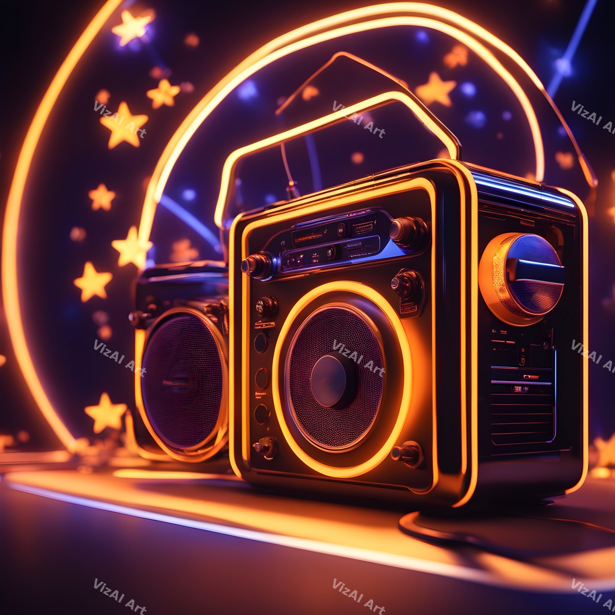 Neon Boombox Art — print 6