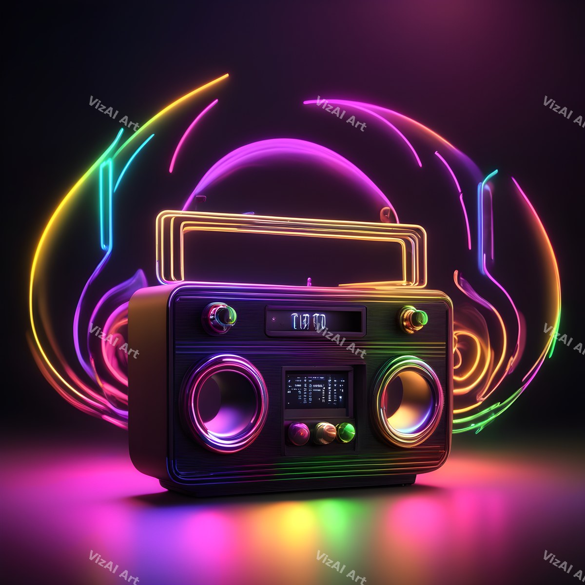 Neon Boombox Art — print 7