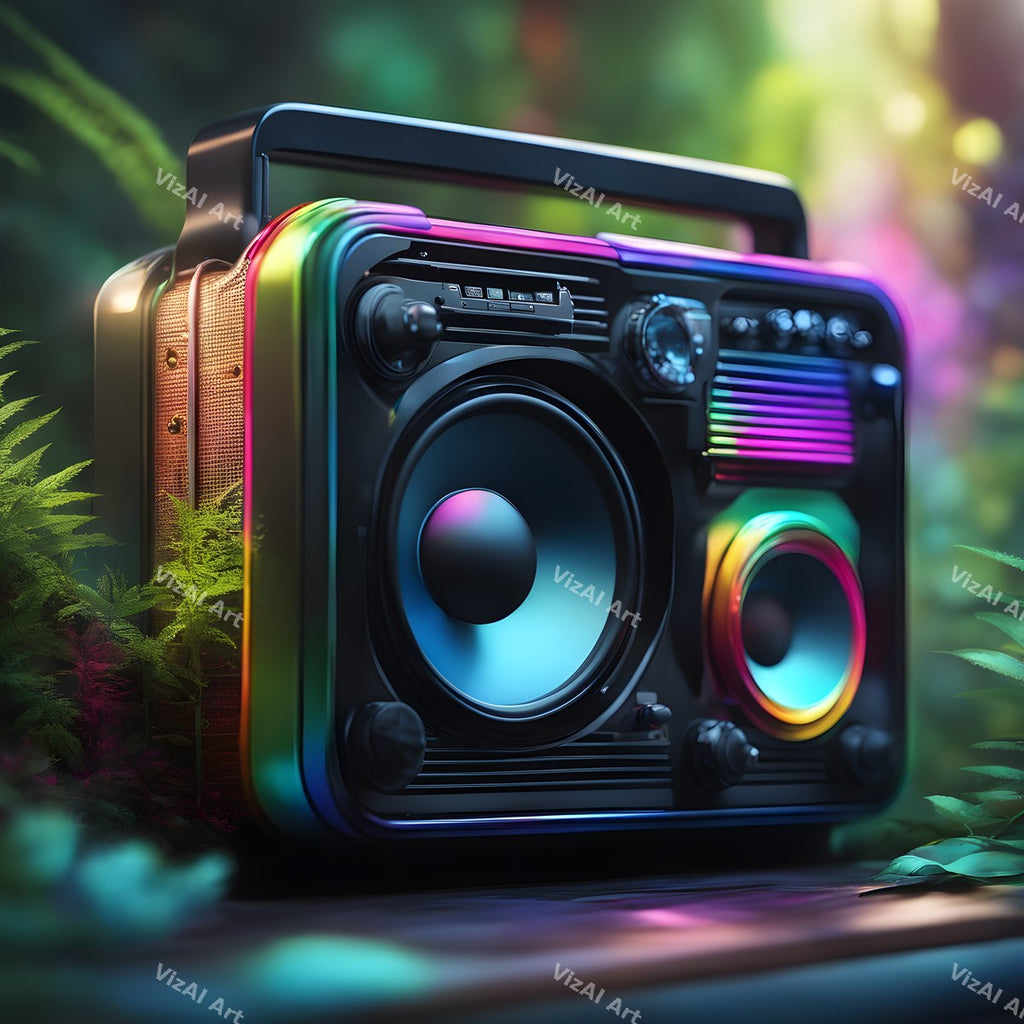 Neon Boombox Art — print 8