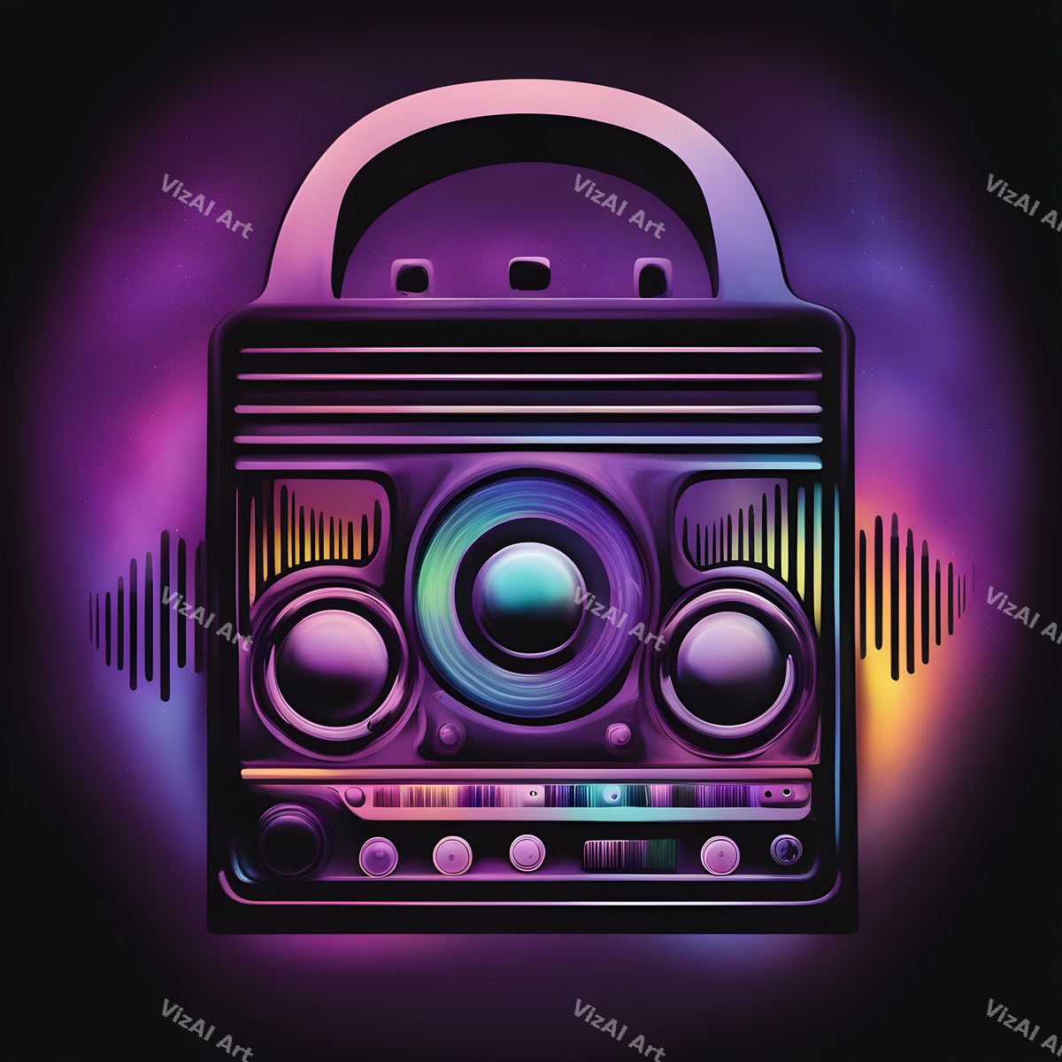 Neon Boombox Art — print 9