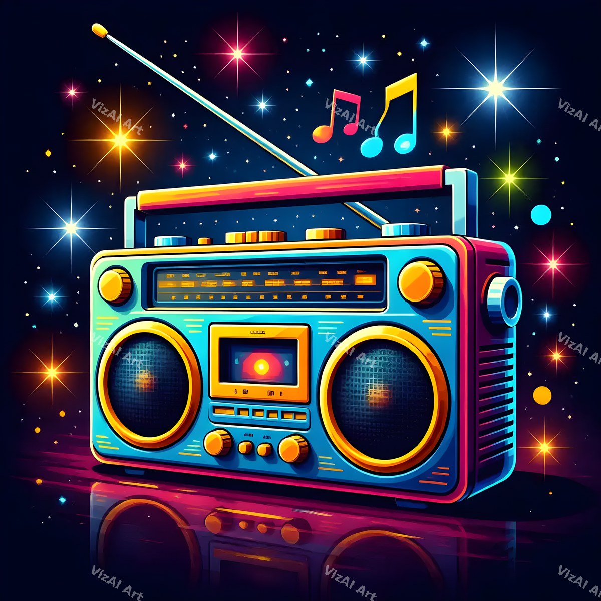 Neon Boombox Art — print 11