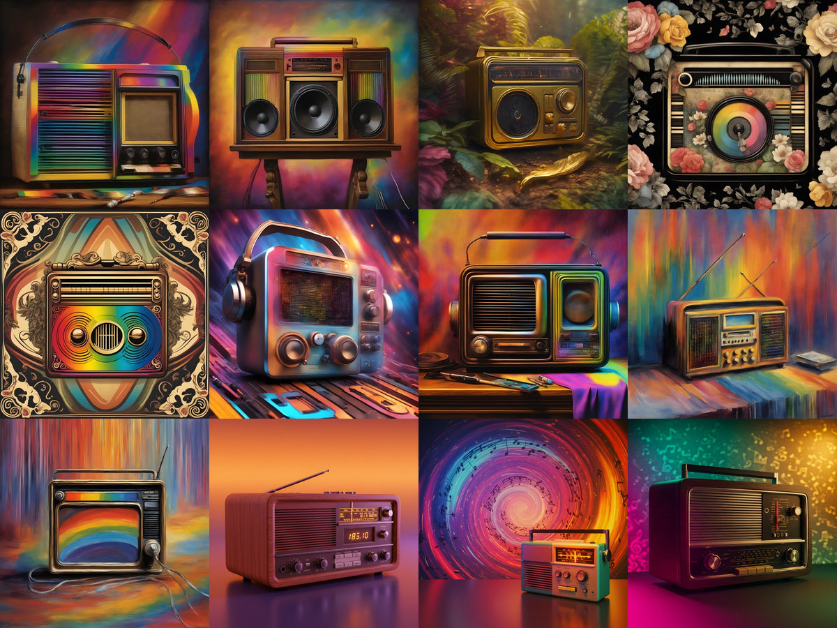Vintage Radio in Colour Art — 12 Printable Prints