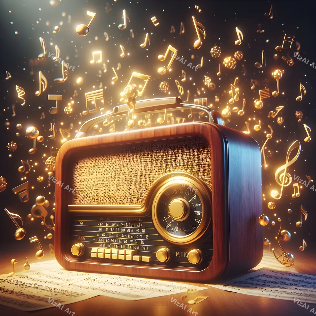 Music Notes & Butterflies Radio Art — print 2