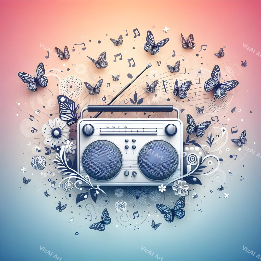 Music Notes & Butterflies Radio Art — print 7