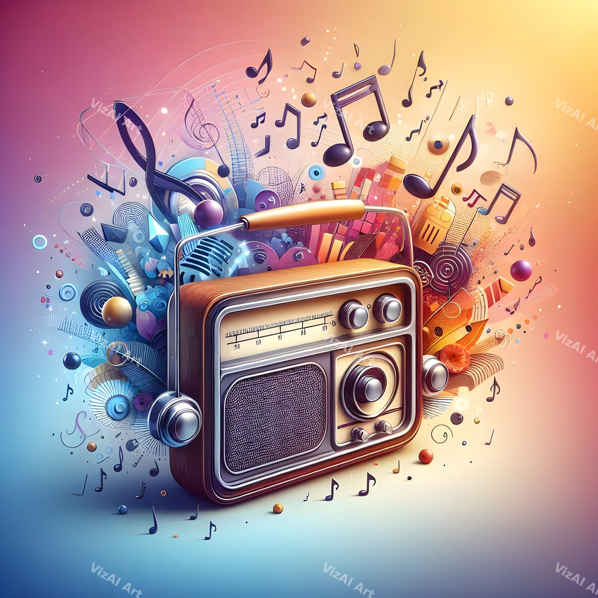 Music Notes & Butterflies Radio Art — print 9