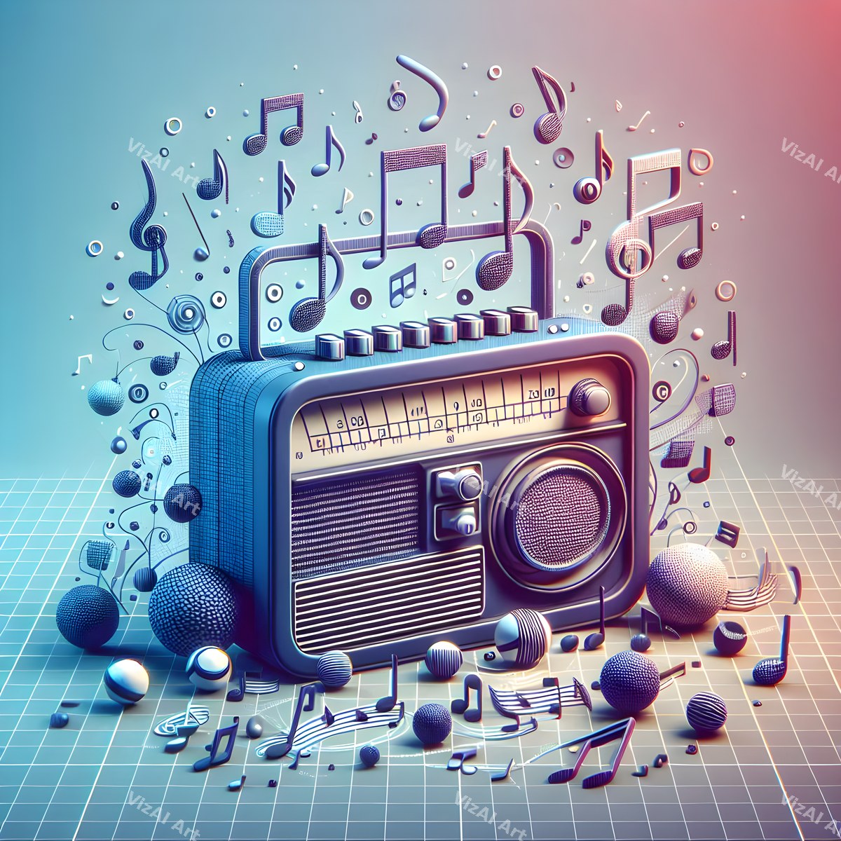 Music Notes & Butterflies Radio Art — print 11