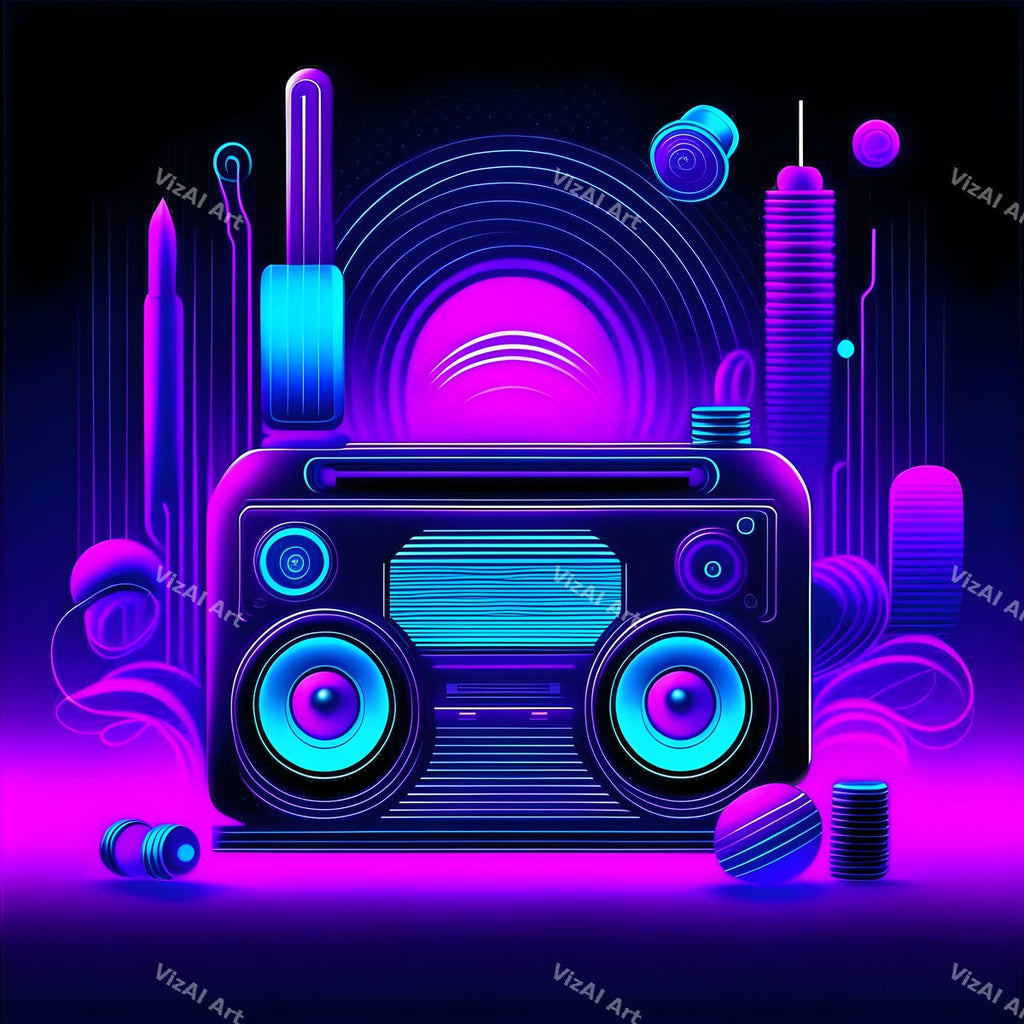 Midnight Glow Radio & Boombox Art — print 11