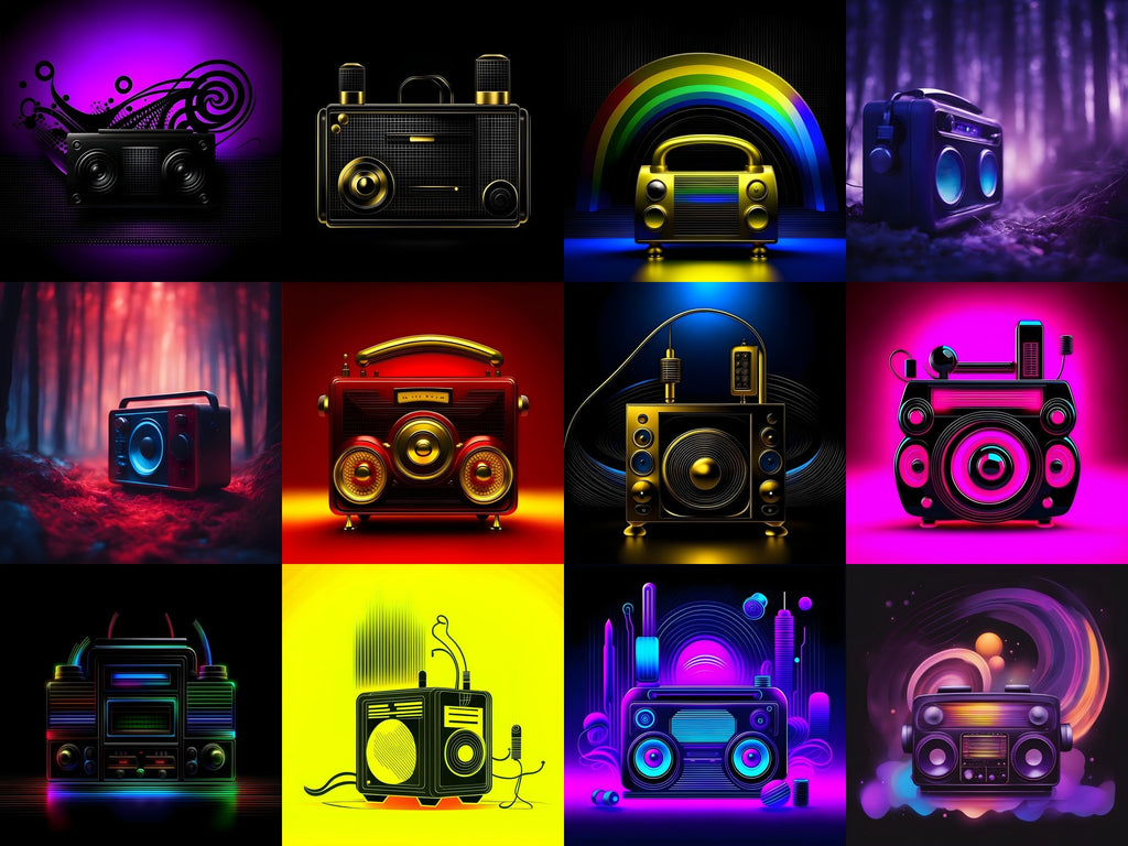 Midnight Glow Radio & Boombox Art — Choose Your Print