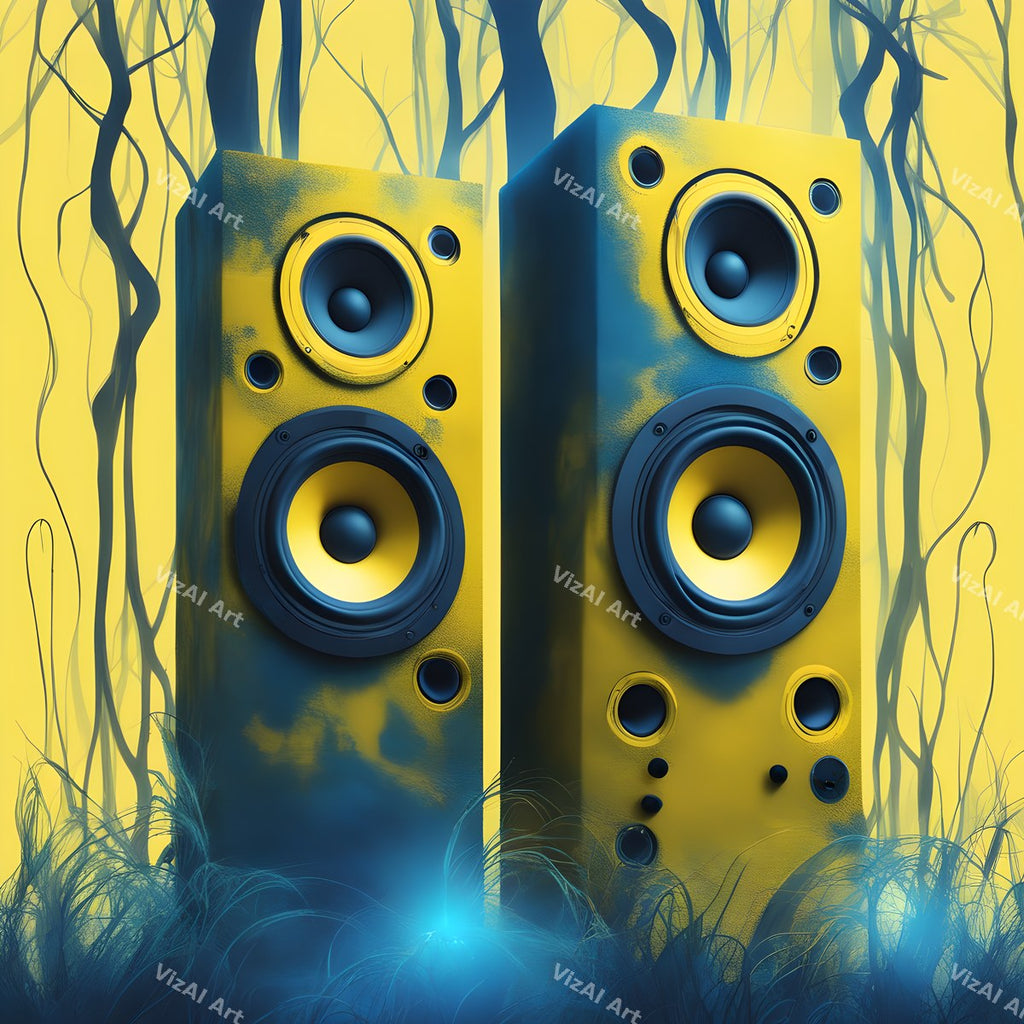 Rainbow & Neon Speakers Art — print 1