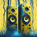 Rainbow & Neon Speakers Art — print 1