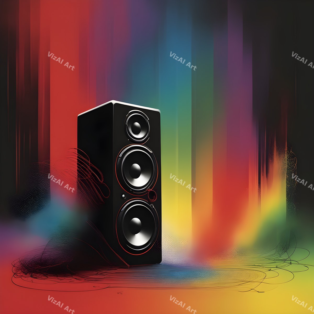 Rainbow & Neon Speakers Art — print 3