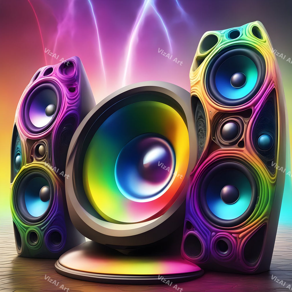 Rainbow & Neon Speakers Art — print 5