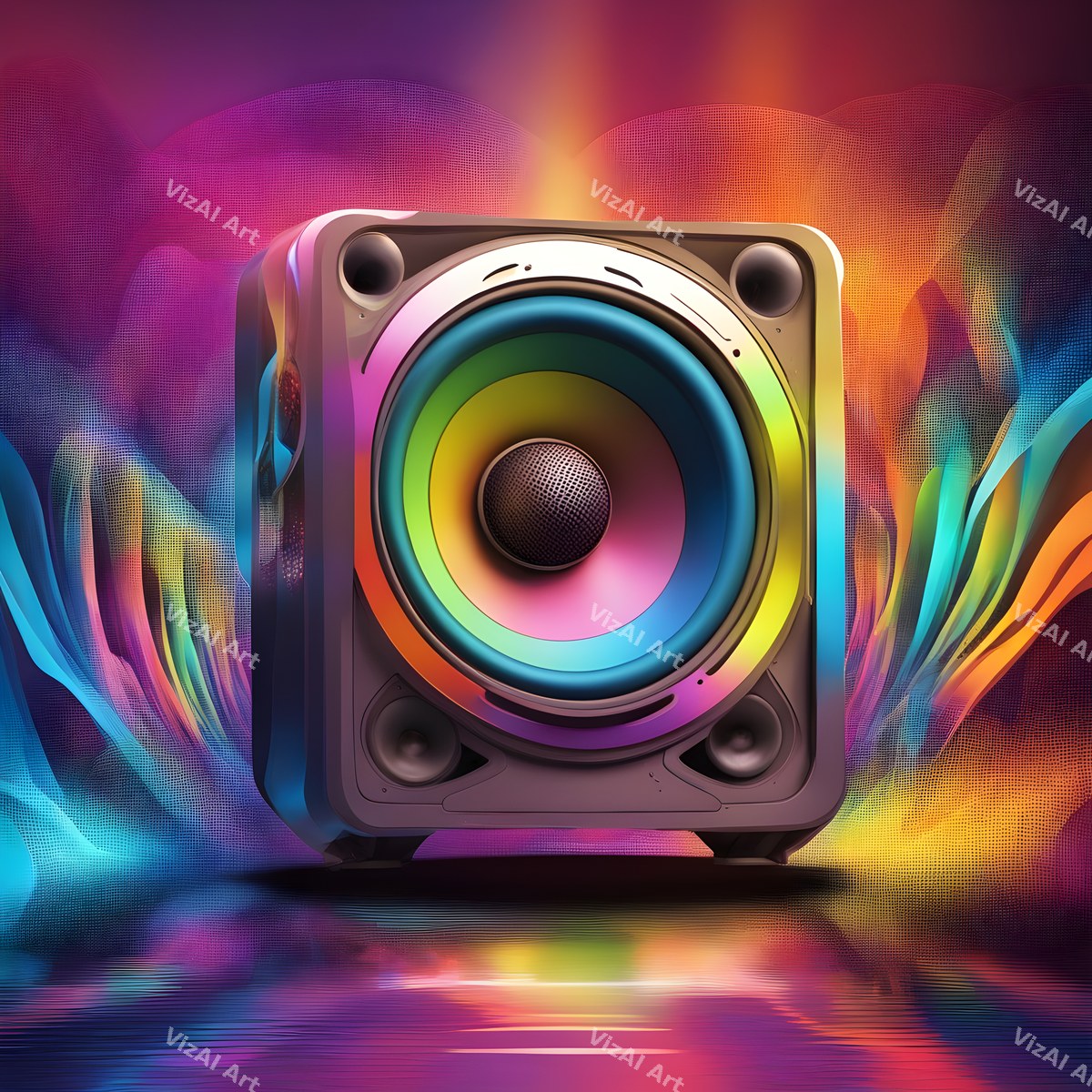 Rainbow & Neon Speakers Art — print 7