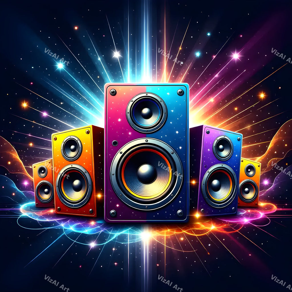 Rainbow & Neon Speakers Art — print 9