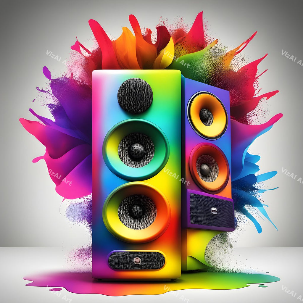 Rainbow & Neon Speakers Art — print 11