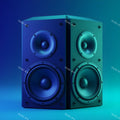 Speakers & Music Notes Art — print 1