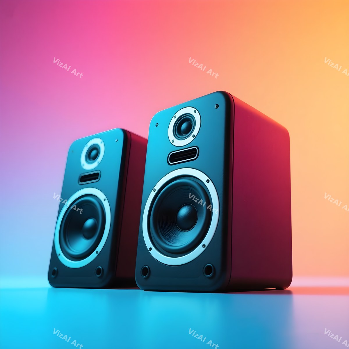 Speakers & Music Notes Art — print 7