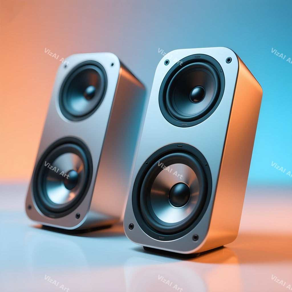 Speakers & Music Notes Art — print 9