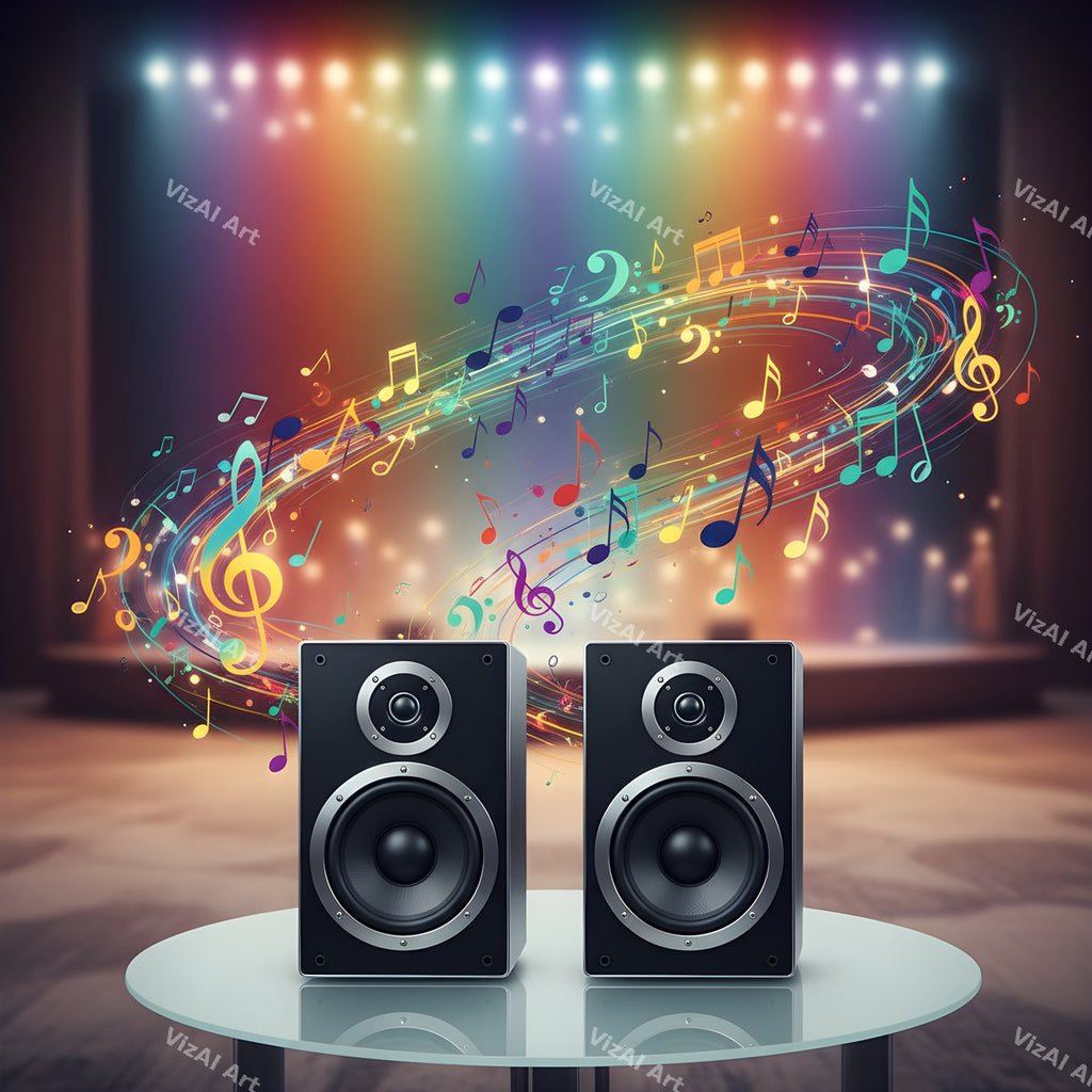Speakers & Music Notes Art — print 12