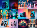 Speakers & Music Notes Art — 12 Printable Prints