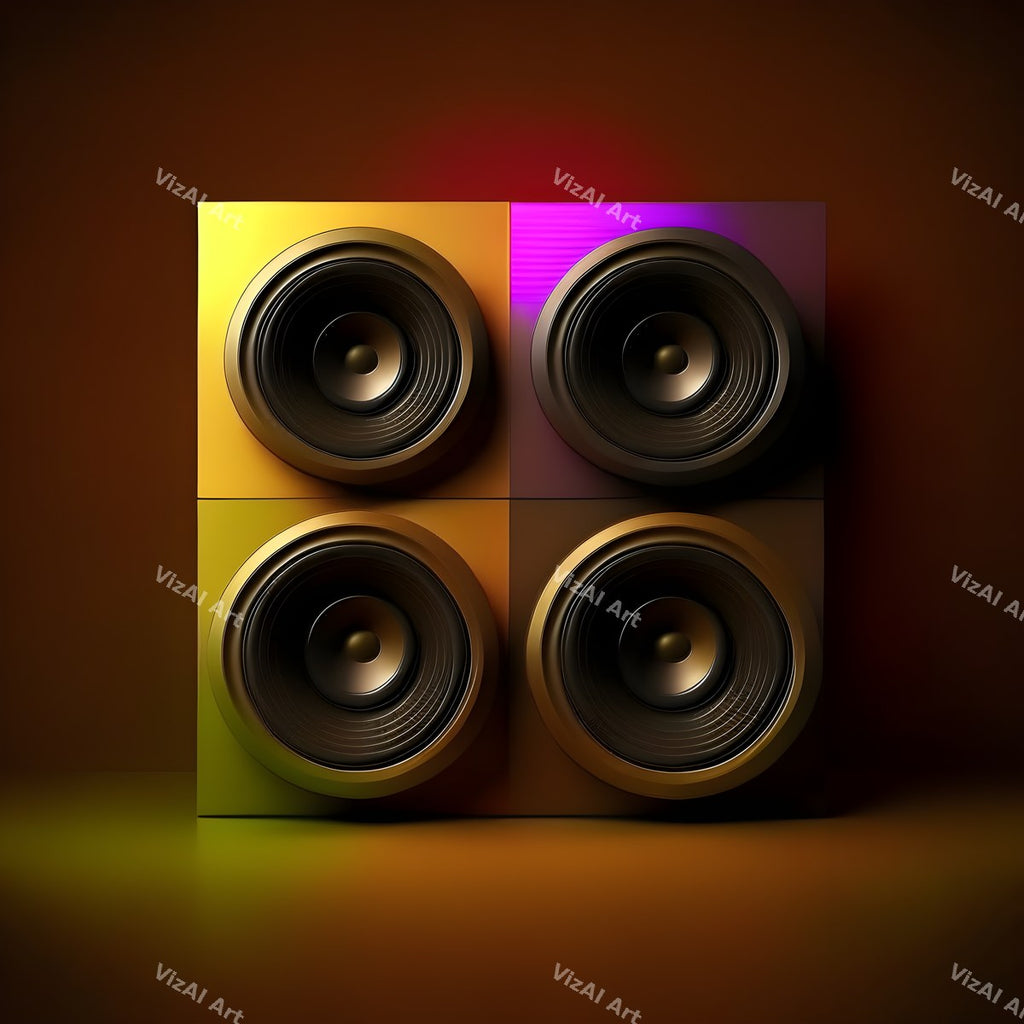 Black & Gold Speakers Art — print 1