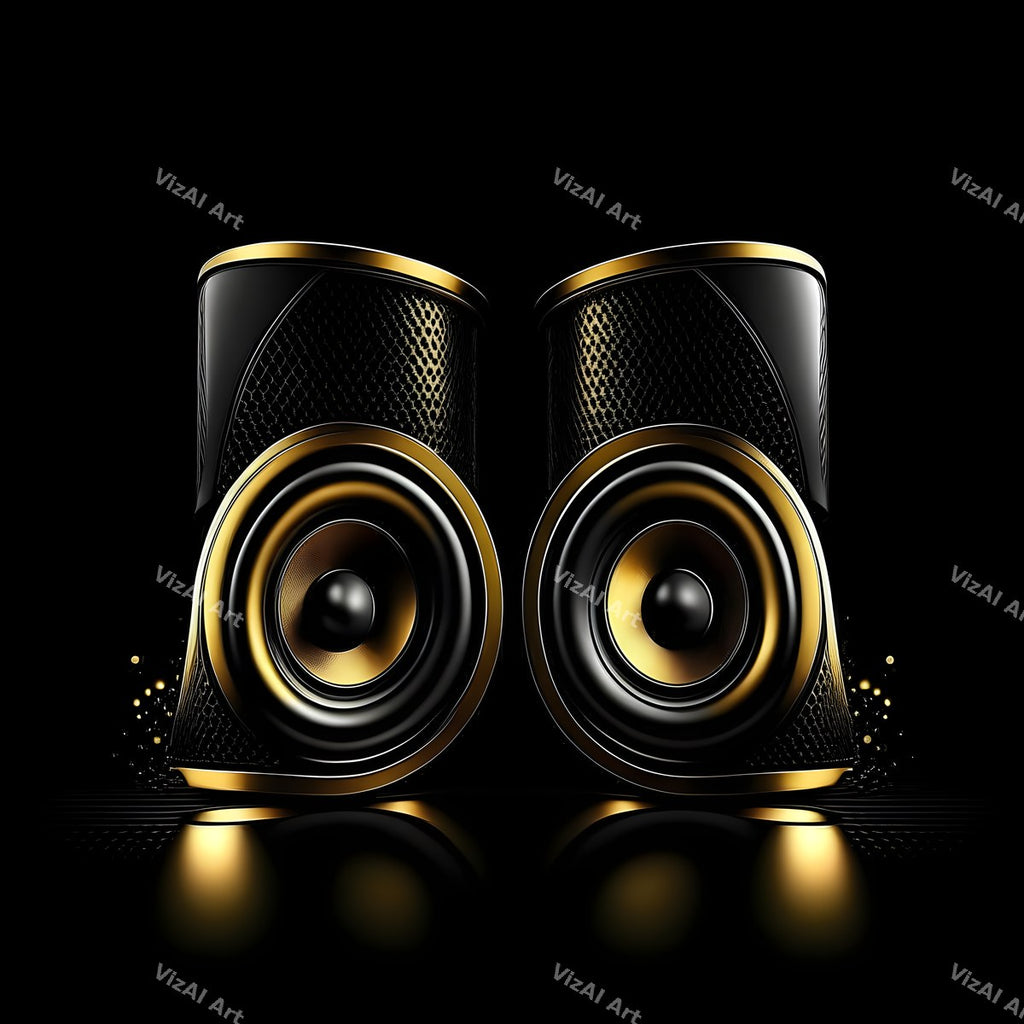Black & Gold Speakers Art — print 2