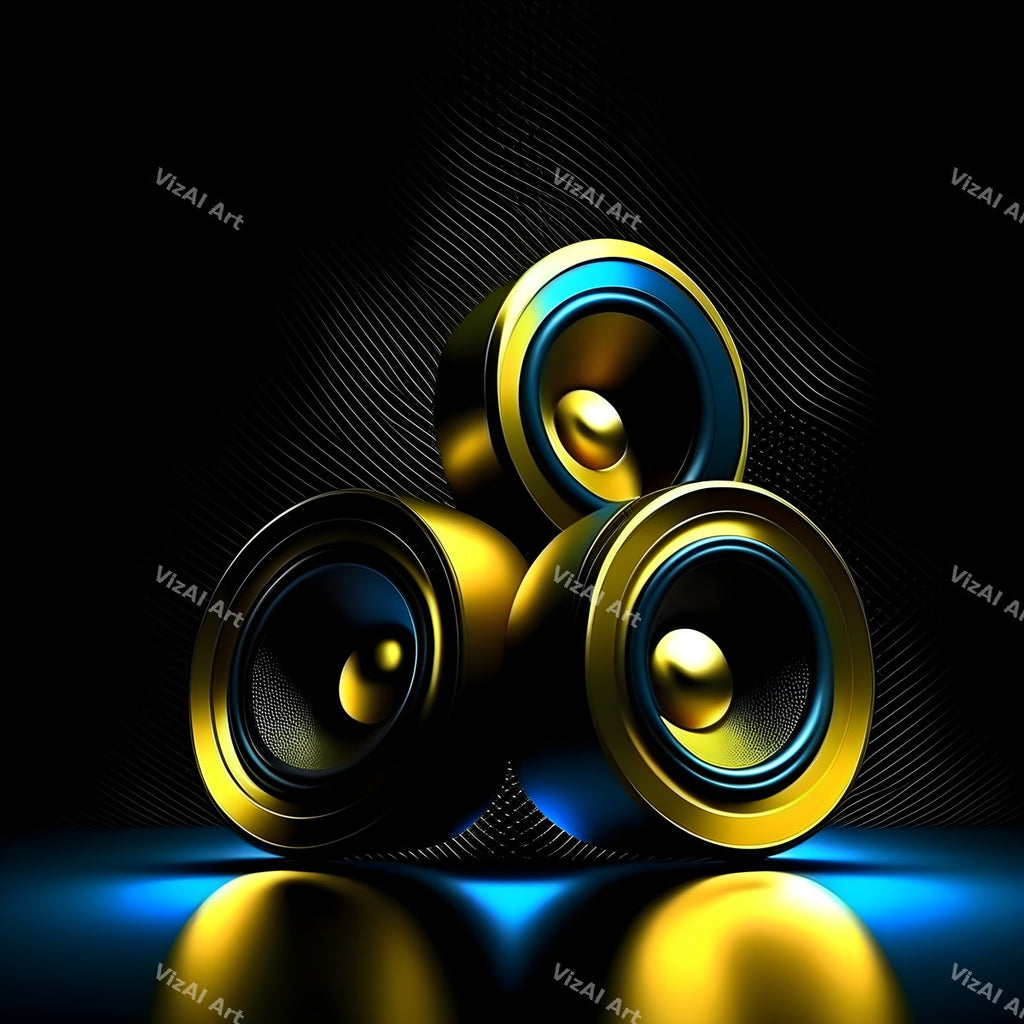 Black & Gold Speakers Art — print 11