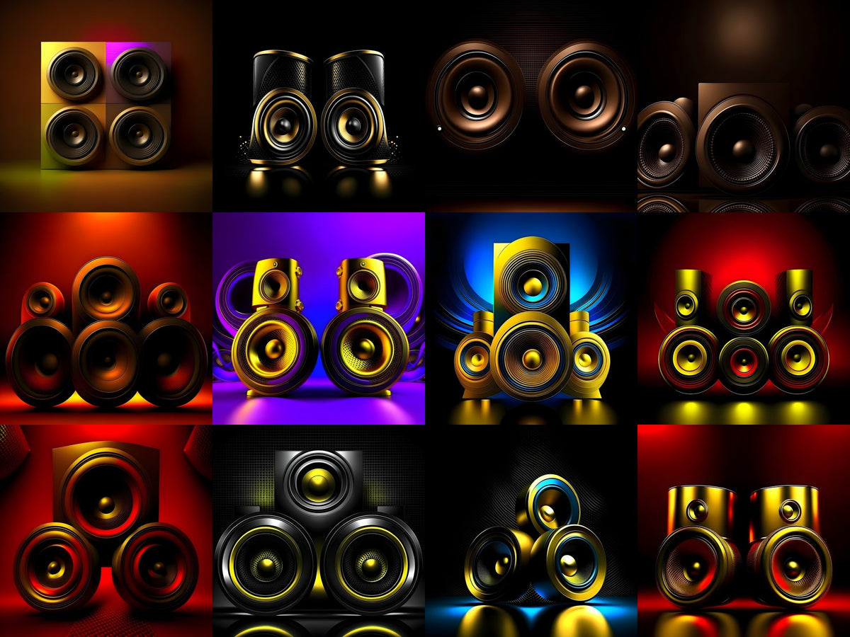 Black & Gold Speakers Art — 12 Printable Prints