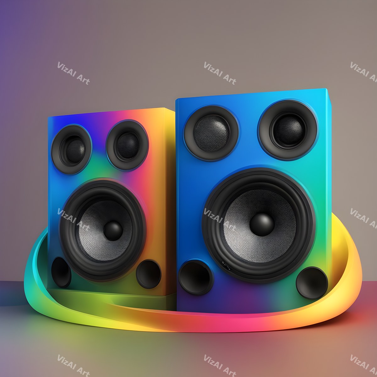 Rainbow Hearts & Ribbons Speakers Art — print 1