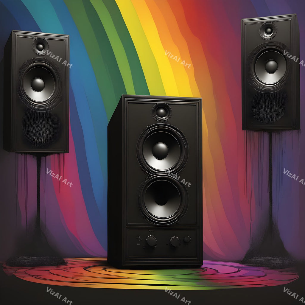 Rainbow Hearts & Ribbons Speakers Art — print 3