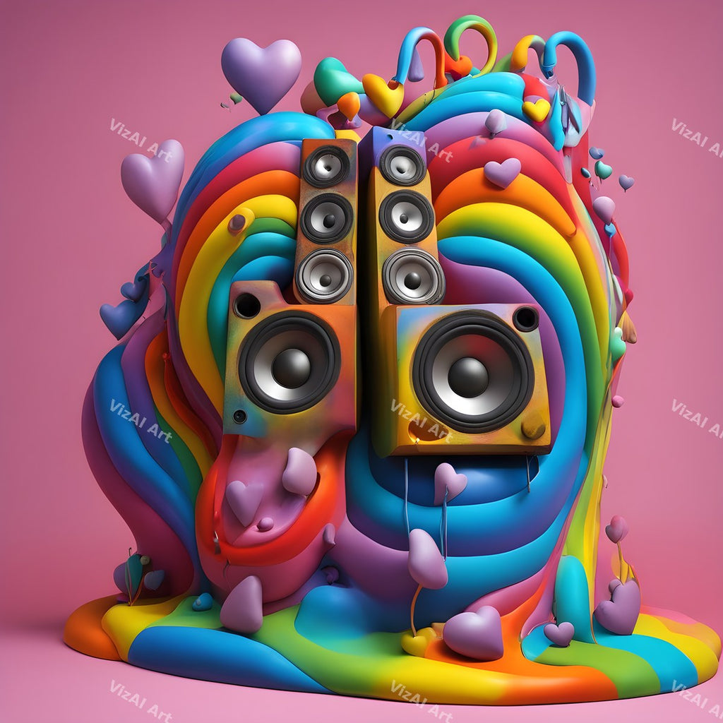 Rainbow Hearts & Ribbons Speakers Art — print 5