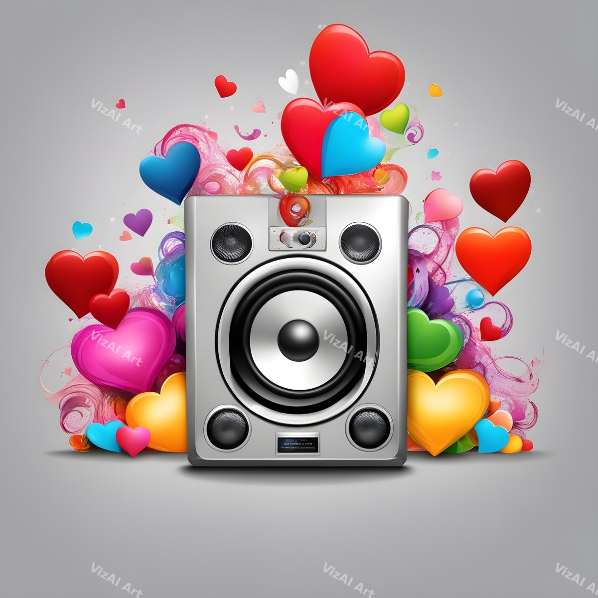 Rainbow Hearts & Ribbons Speakers Art — print 7
