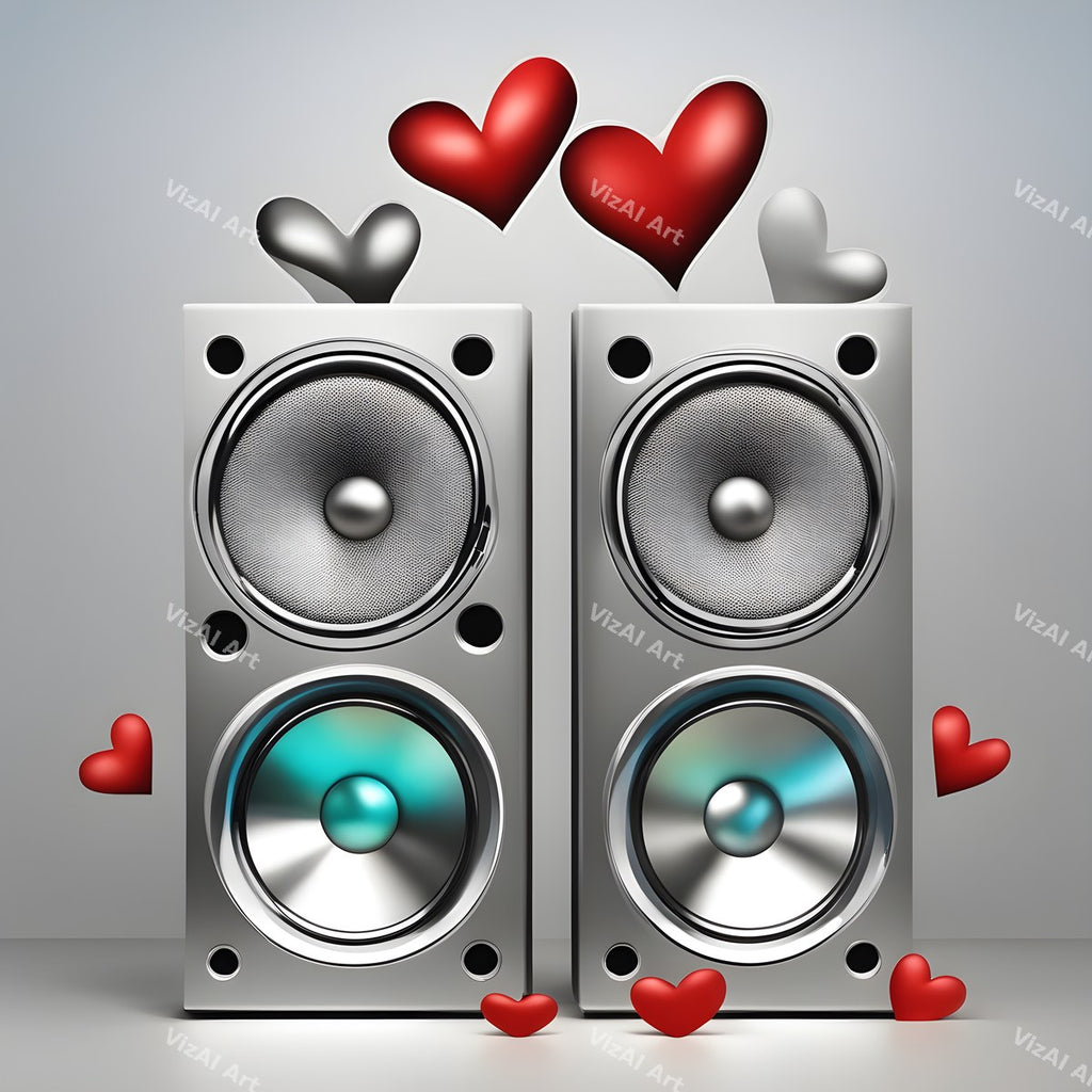 Rainbow Hearts & Ribbons Speakers Art — print 8