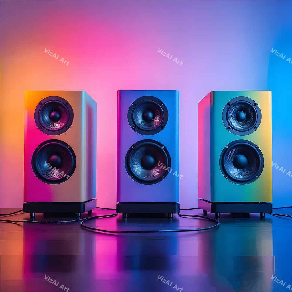 Rainbow Hearts & Ribbons Speakers Art — print 12