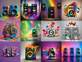 Rainbow Hearts & Ribbons Speakers Art — 12 Printable Prints