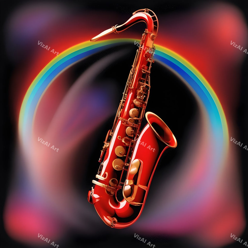 Golden Saxophone in Colour Art — print 1