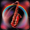 Golden Saxophone in Colour Art — print 1