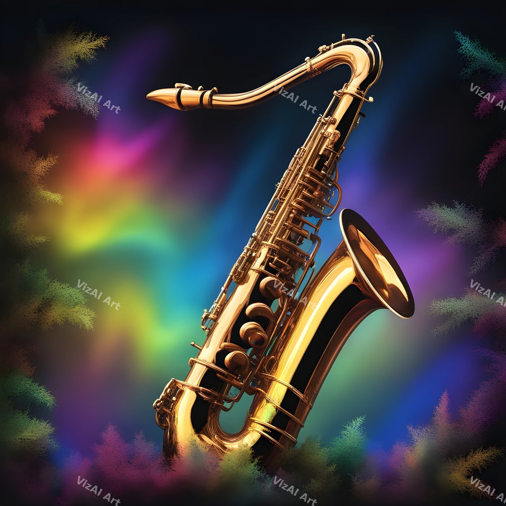 Golden Saxophone in Colour Art — print 3