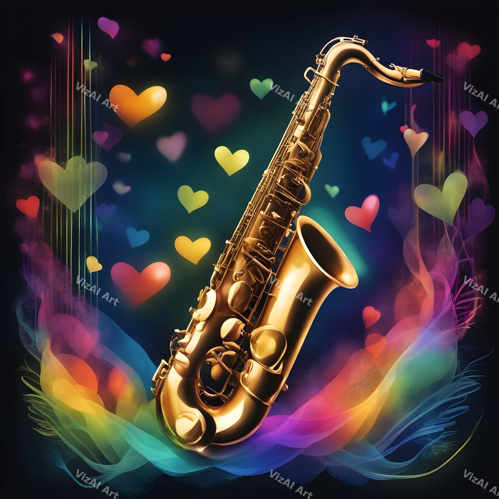 Golden Saxophone in Colour Art — print 4