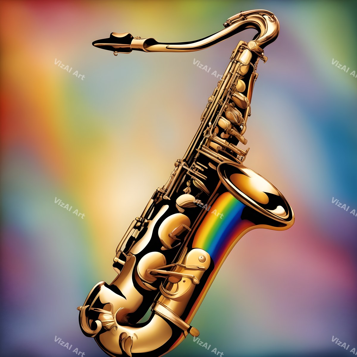 Golden Saxophone in Colour Art — print 7