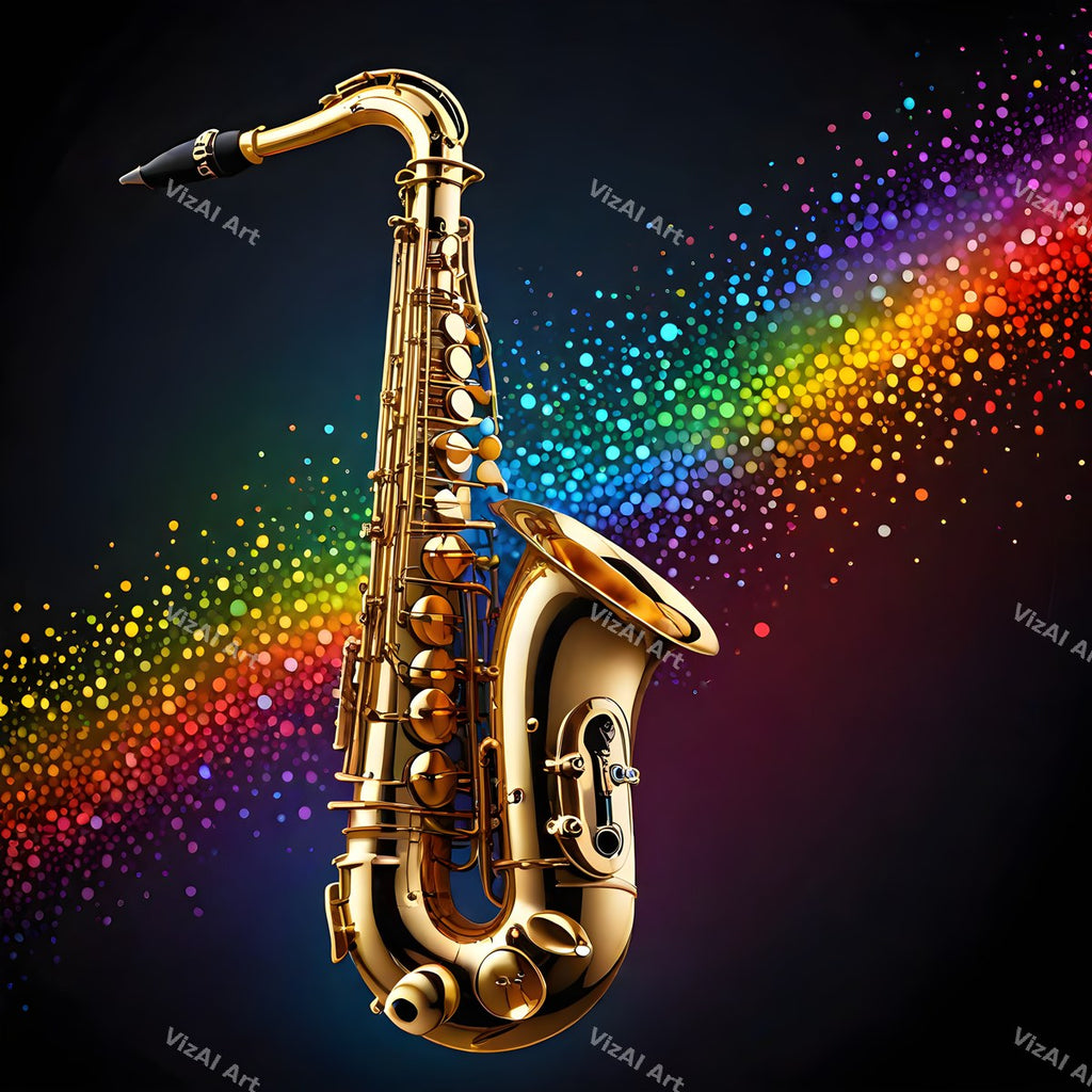 Golden Saxophone in Colour Art — print 8