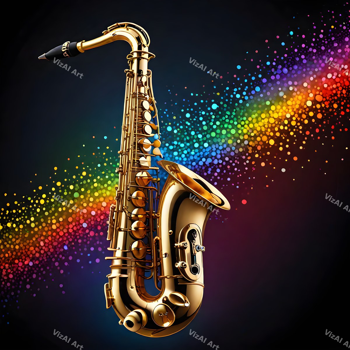 Golden Saxophone in Colour Art — print 8