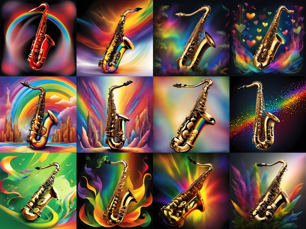 Golden Saxophone in Colour Art — Choose Your Print