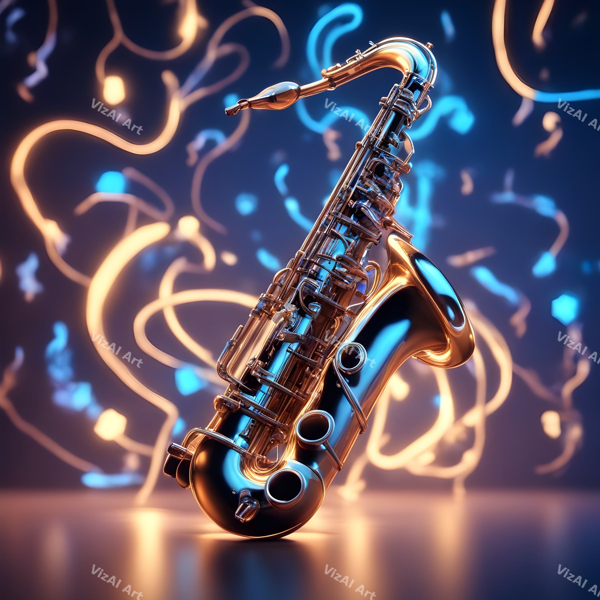 Jazz Saxophone & Music Notes Art — print 1