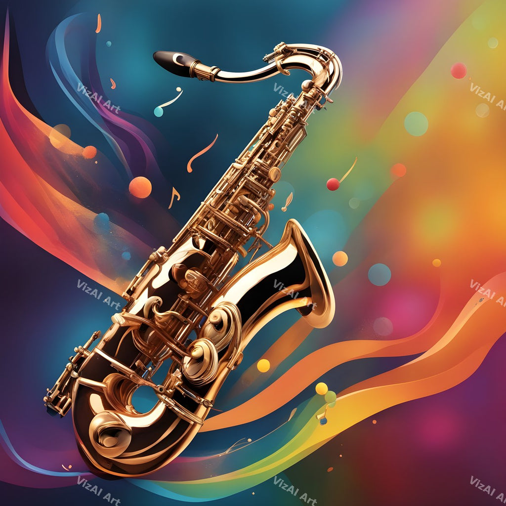 Jazz Saxophone & Music Notes Art — print 2