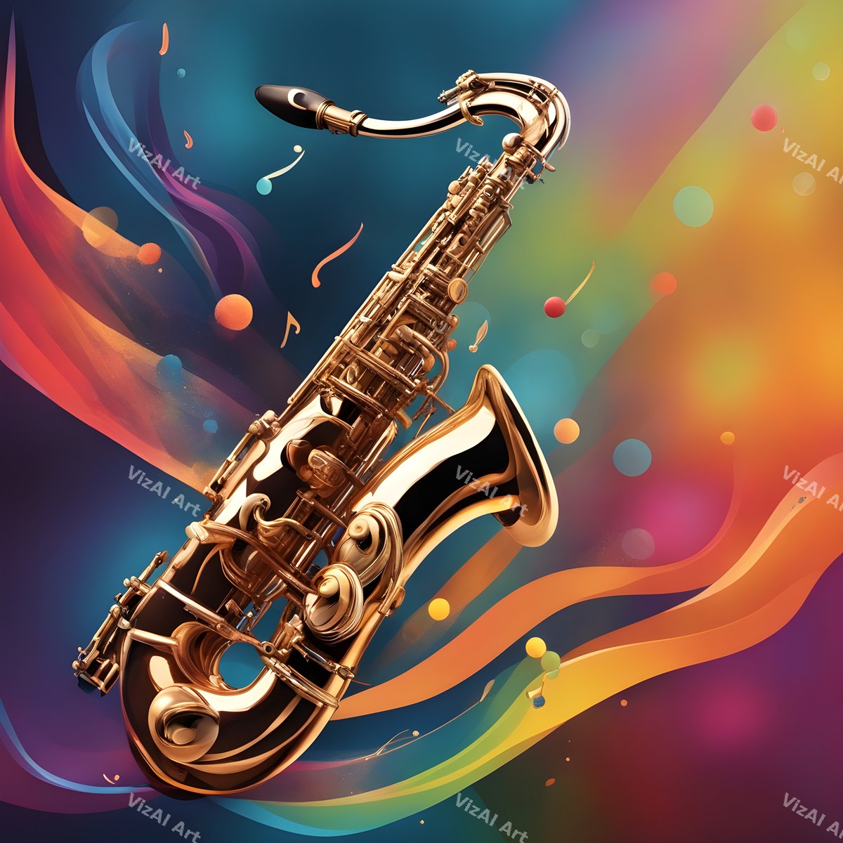 Jazz Saxophone & Music Notes Art — print 2