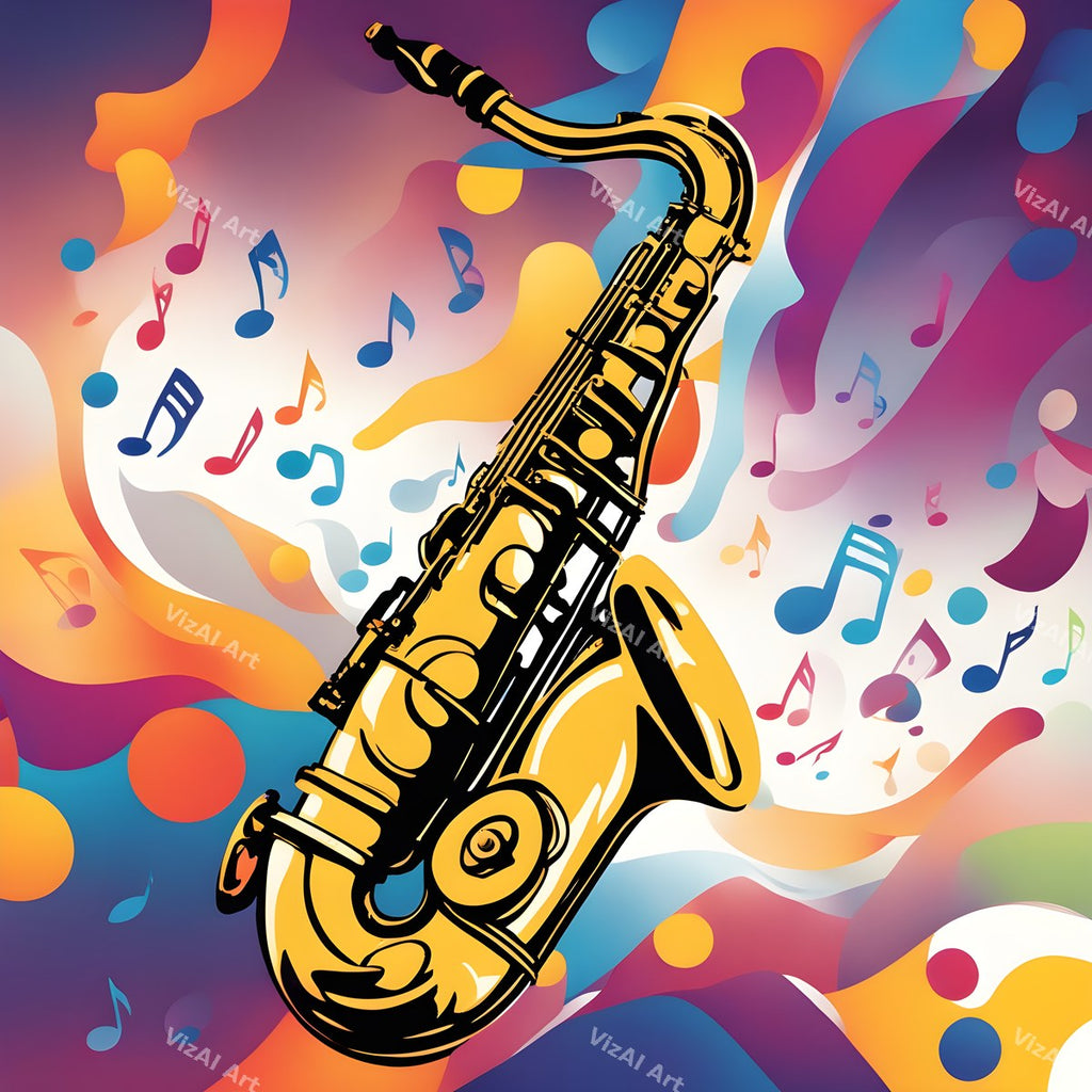 Jazz Saxophone & Music Notes Art — print 3